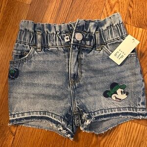 Gap Kids Denim Shorts with Mickey Mouse Design